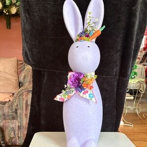 Floral Lavender Bunny Figurine